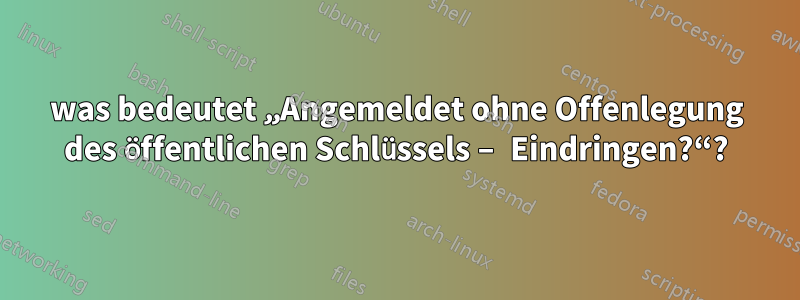 was bedeutet „Angemeldet ohne Offenlegung des öffentlichen Schlüssels – Eindringen?“?