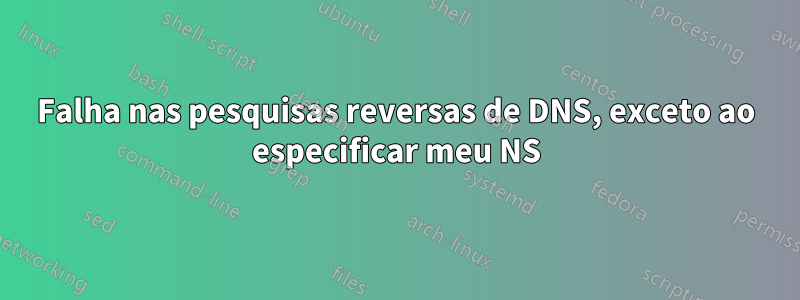Falha nas pesquisas reversas de DNS, exceto ao especificar meu NS