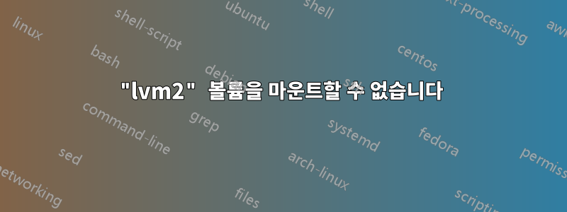 "lvm2" 볼륨을 마운트할 수 없습니다