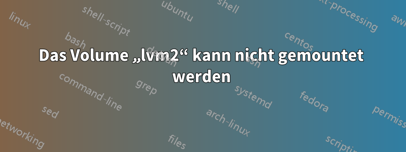 Das Volume „lvm2“ kann nicht gemountet werden
