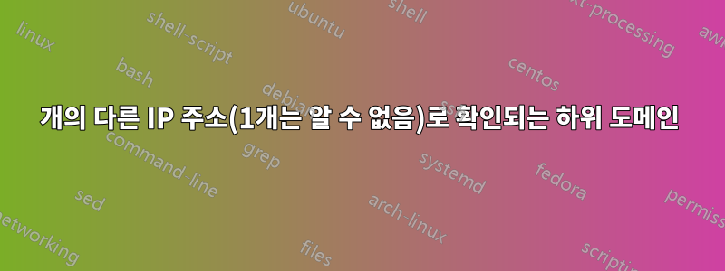 2개의 다른 IP 주소(1개는 알 수 없음)로 확인되는 하위 도메인
