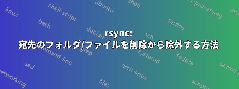 rsync: 宛先のフォルダ/ファイルを削除から除外する方法