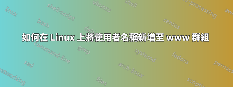 如何在 Linux 上將使用者名稱新增至 www 群組
