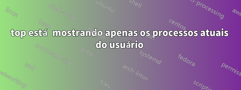 top está mostrando apenas os processos atuais do usuário