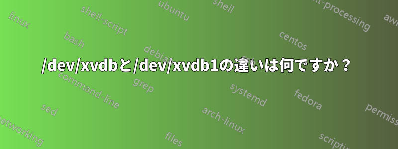 /dev/xvdbと/dev/xvdb1の違いは何ですか？