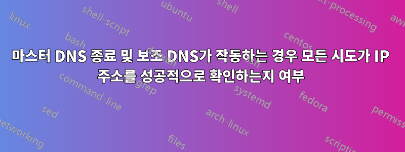 마스터 DNS 종료 및 보조 DNS가 작동하는 경우 모든 시도가 IP 주소를 성공적으로 확인하는지 여부