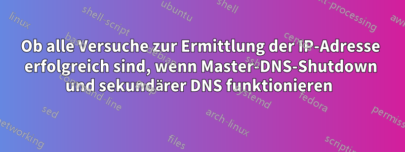 Ob alle Versuche zur Ermittlung der IP-Adresse erfolgreich sind, wenn Master-DNS-Shutdown und sekundärer DNS funktionieren 