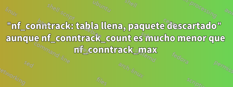 "nf_conntrack: tabla llena, paquete descartado" aunque nf_conntrack_count es mucho menor que nf_conntrack_max