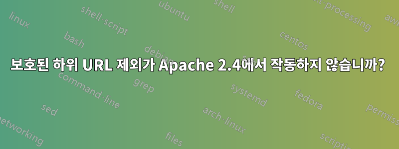 보호된 하위 URL 제외가 Apache 2.4에서 작동하지 않습니까?