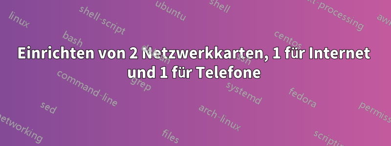 Einrichten von 2 Netzwerkkarten, 1 für Internet und 1 für Telefone