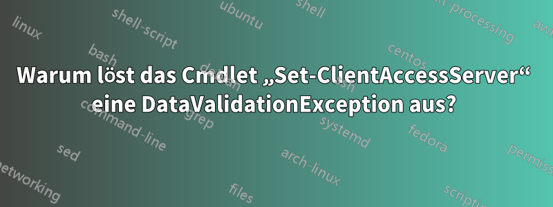 Warum löst das Cmdlet „Set-ClientAccessServer“ eine DataValidationException aus?