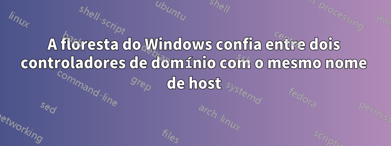 A floresta do Windows confia entre dois controladores de domínio com o mesmo nome de host