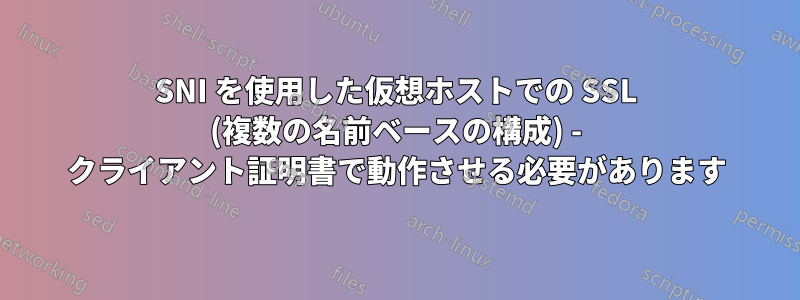 SNI を使用した仮想ホストでの SSL (複数の名前ベースの構成) - クライアント証明書で動作させる必要があります