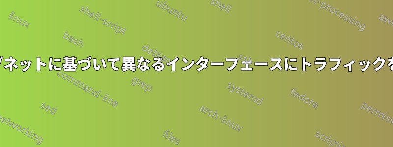 発信元サブネットに基づいて異なるインターフェースにトラフィックを出力する