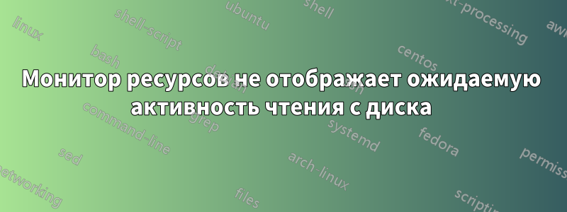 Монитор ресурсов не отображает ожидаемую активность чтения с диска