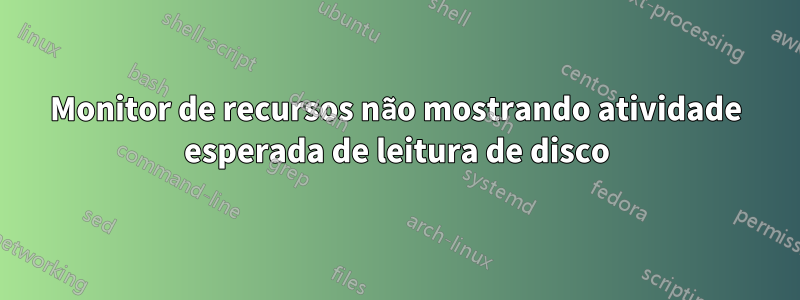 Monitor de recursos não mostrando atividade esperada de leitura de disco