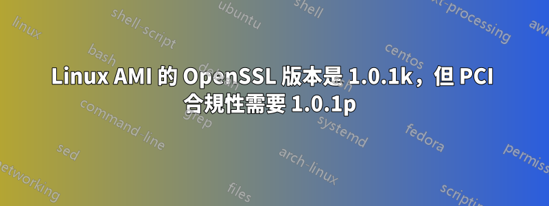 Linux AMI 的 OpenSSL 版本是 1.0.1k，但 PCI 合規性需要 1.0.1p 