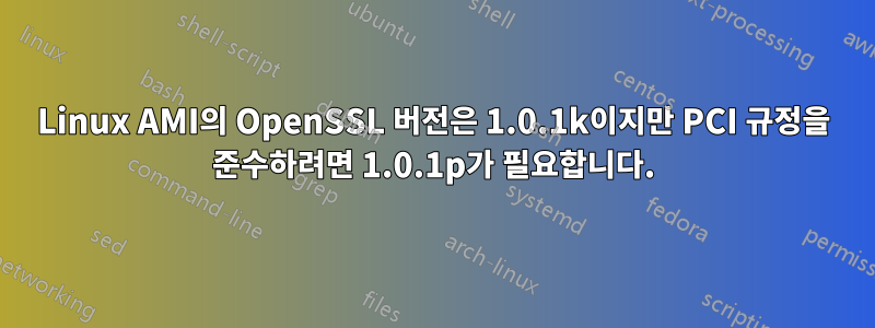 Linux AMI의 OpenSSL 버전은 1.0.1k이지만 PCI 규정을 준수하려면 1.0.1p가 필요합니다.