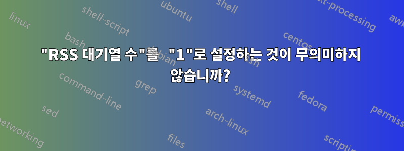 "RSS 대기열 수"를 "1"로 설정하는 것이 무의미하지 않습니까?