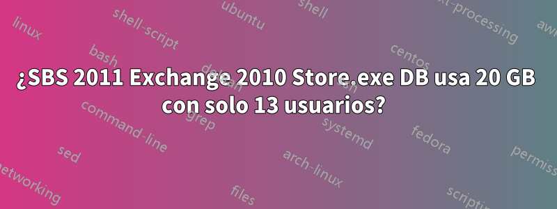 ¿SBS 2011 Exchange 2010 Store.exe DB usa 20 GB con solo 13 usuarios? 