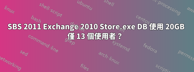 SBS 2011 Exchange 2010 Store.exe DB 使用 20GB 僅 13 個使用者？ 