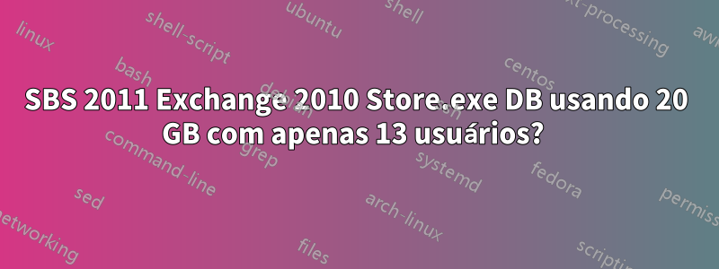 SBS 2011 Exchange 2010 Store.exe DB usando 20 GB com apenas 13 usuários? 