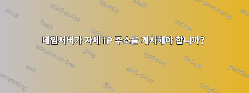 네임서버가 자체 IP 주소를 게시해야 합니까?