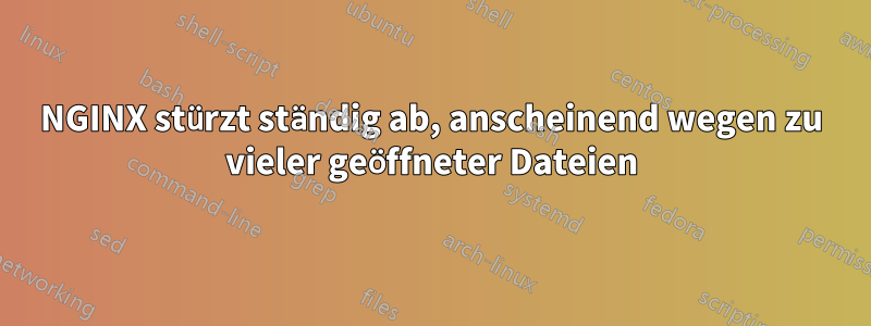 NGINX stürzt ständig ab, anscheinend wegen zu vieler geöffneter Dateien