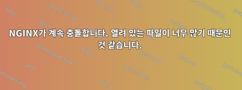 NGINX가 계속 충돌합니다. 열려 있는 파일이 너무 많기 때문인 것 같습니다.