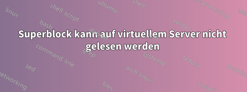 Superblock kann auf virtuellem Server nicht gelesen werden