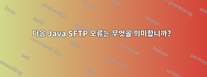 다음 Java SFTP 오류는 무엇을 의미합니까? 