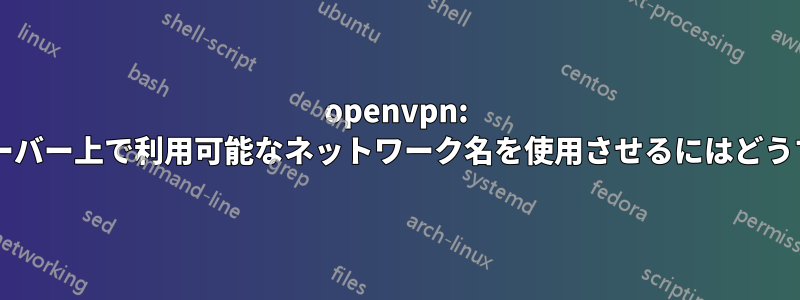 openvpn: クライアントにサーバー上で利用可能なネットワーク名を使用させるにはどうすればよいですか?