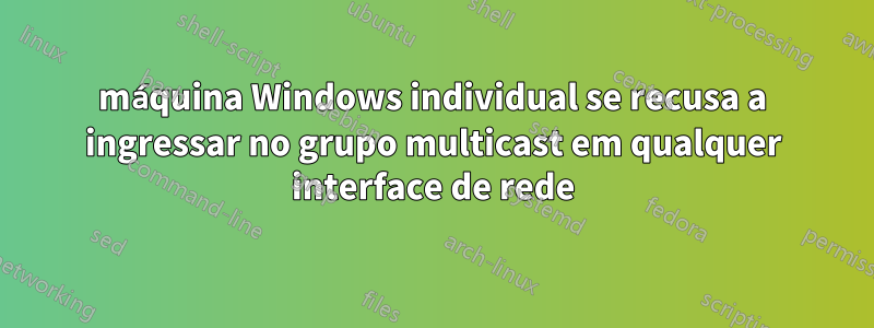 máquina Windows individual se recusa a ingressar no grupo multicast em qualquer interface de rede