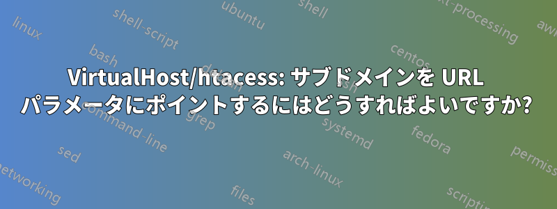 VirtualHost/htacess: サブドメインを URL パラメータにポイントするにはどうすればよいですか?