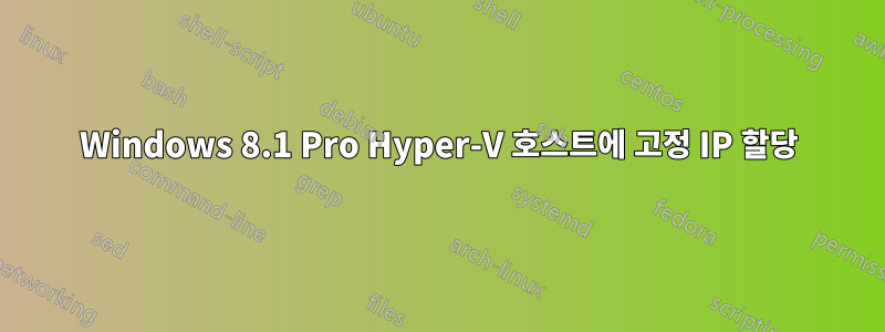 Windows 8.1 Pro Hyper-V 호스트에 고정 IP 할당