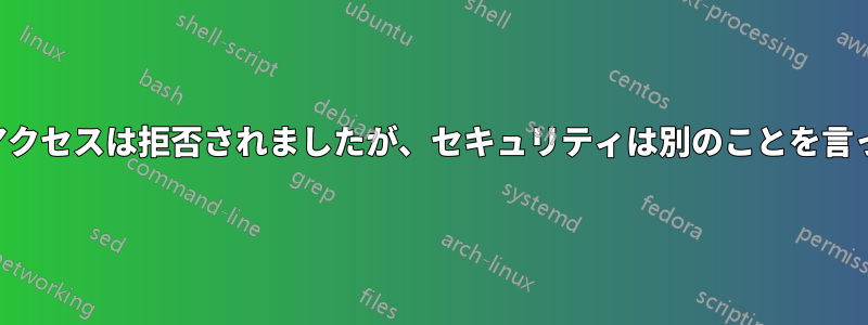 管理者のアクセスは拒否されましたが、セキュリティは別のことを言っています