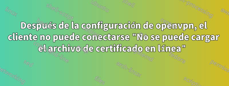 Después de la configuración de openvpn, el cliente no puede conectarse "No se puede cargar el archivo de certificado en línea"