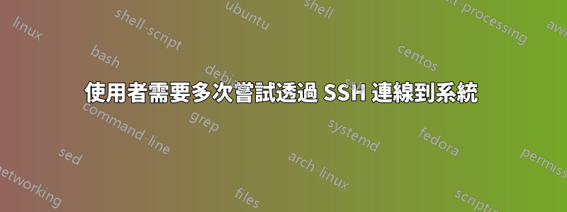 使用者需要多次嘗試透過 SSH 連線到系統