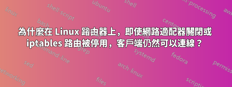 為什麼在 Linux 路由器上，即使網路適配器關閉或 iptables 路由被停用，客戶端仍然可以連線？