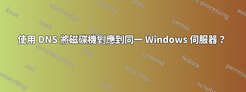 使用 DNS 將磁碟機對應到同一 Windows 伺服器？