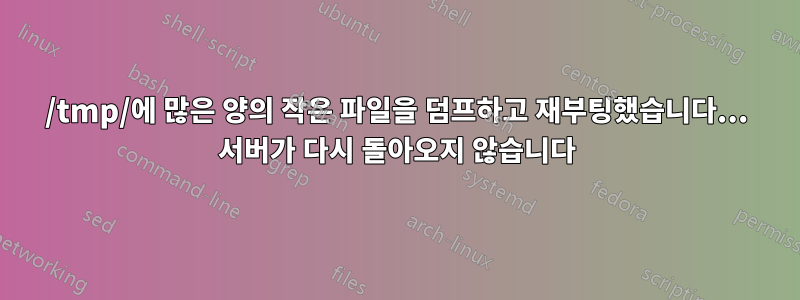 /tmp/에 많은 양의 작은 파일을 덤프하고 재부팅했습니다... 서버가 다시 돌아오지 않습니다