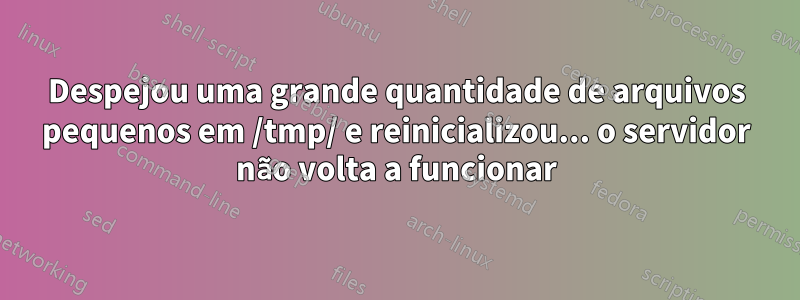 Despejou uma grande quantidade de arquivos pequenos em /tmp/ e reinicializou... o servidor não volta a funcionar