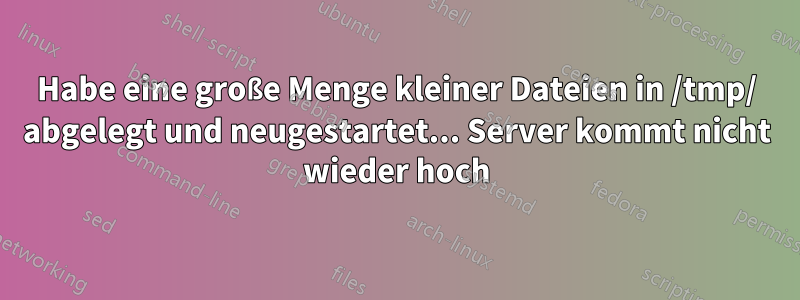 Habe eine große Menge kleiner Dateien in /tmp/ abgelegt und neugestartet... Server kommt nicht wieder hoch