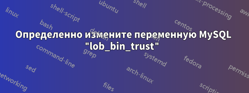 Определенно измените переменную MySQL "lob_bin_trust"