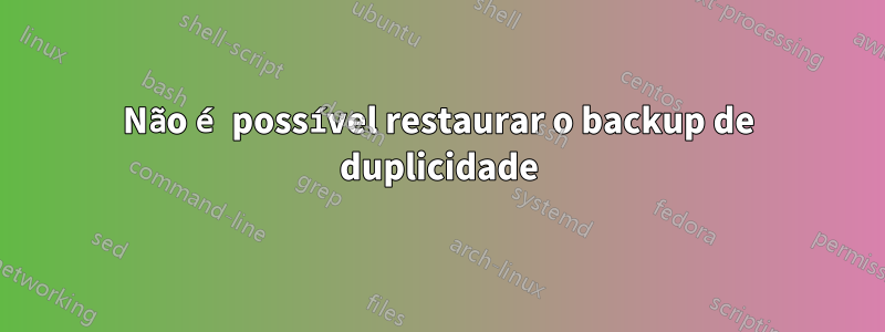 Não é possível restaurar o backup de duplicidade