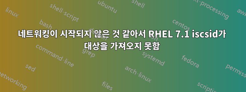 네트워킹이 시작되지 않은 것 같아서 RHEL 7.1 iscsid가 대상을 가져오지 못함