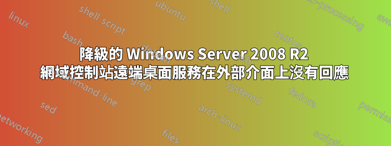 降級的 Windows Server 2008 R2 網域控制站遠端桌面服務在外部介面上沒有回應