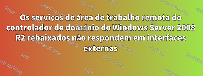 Os serviços de área de trabalho remota do controlador de domínio do Windows Server 2008 R2 rebaixados não respondem em interfaces externas