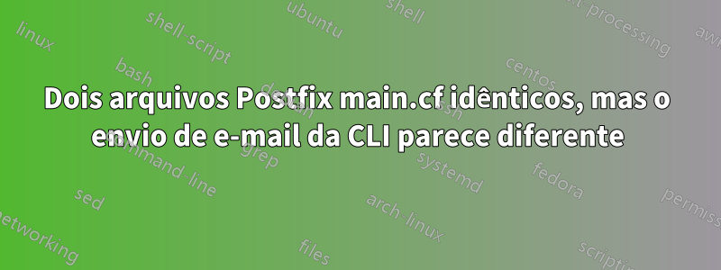 Dois arquivos Postfix main.cf idênticos, mas o envio de e-mail da CLI parece diferente