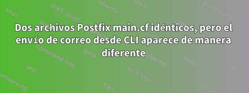 Dos archivos Postfix main.cf idénticos, pero el envío de correo desde CLI aparece de manera diferente